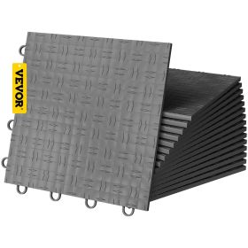 VEVOR Garage Tiles Interlocking, 12'' x 12'', 50 pcs, Graphite Grey Garage Floor Covering Tiles, Non-Slip Diamond Plate Garage Flooring Tiles, Support