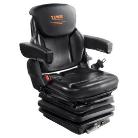 VEVOR Universal Tractor seat Suspension, Fold Down Forklift Seat with Adjustable Angle Back, Micro Switch, Seatbelt and Armrests, 3-level Shock Absorp