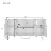 Modern sideboard with Four Doors, Metal handles & Legs and Adjustable Shelves Kitchen Cabinet (Black)