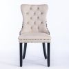 Classic Velvet Dining Chairs, High-end Tufted Solid Wood Contemporary Velvet Upholstered Dining Chair with Wood Legs Nailhead, SET OF 2,Beige and Patt