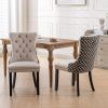 Classic Velvet Dining Chairs, High-end Tufted Solid Wood Contemporary Velvet Upholstered Dining Chair with Wood Legs Nailhead, SET OF 2,Beige and Patt