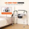 VEVOR Commode Chair, Bedside Commode with Padded Seat and Arms, 7-Level Adjustable Height, 5.8L Removable Bucket, Easy to Assemble, 350 LBS Capacity,