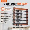 VEVOR Gun Rack, Wood Gun Rack Wall Mount, Gun Display Rack holds 5 Rifles, Shotguns, 132 lb Heavy Duty Wall Storage Display Rifle Rack with Soft Paddi