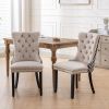 Classic Velvet Dining Chairs, High-end Tufted Solid Wood Contemporary Velvet Upholstered Dining Chair with Wood Legs Nailhead, SET OF 2,Beige and Patt