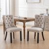 Classic Velvet Dining Chairs, High-end Tufted Solid Wood Contemporary Velvet Upholstered Dining Chair with Wood Legs Nailhead, SET OF 2,Beige and Patt