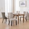 Classic Velvet Dining Chairs, High-end Tufted Solid Wood Contemporary Velvet Upholstered Dining Chair with Wood Legs Nailhead, SET OF 2,Beige and Patt