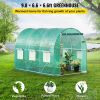 VEVOR Walk-in Tunnel Greenhouse, 9.8 x 6.6 x 6.6 ft Portable Plant Hot House w/ Galvanized Steel Hoops, 1 Top Beam, Diagonal Poles, Zippered Door & 6