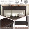 Rustic Entryway Console Table, 60" Long Sofa Table with two Different Size Drawers and Bottom Shelf for Storage (Espresso)