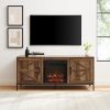 Modern Farmhouse Barn Door Fireplace TV Stand for TVs up to 65' ‚Äì Rustic Oak