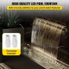 VEVOR Pool Fountain Stainless Steel, Pool Waterfall 23.6" x 4.5" x 3.1"(W x D x H) with LED Strip Light, Waterfall Spillway Rectangular Garden Outdoor