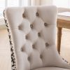 Classic Velvet Dining Chairs, High-end Tufted Solid Wood Contemporary Velvet Upholstered Dining Chair with Wood Legs Nailhead, SET OF 2,Beige and Patt