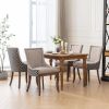 A&A Furniture, Ultra Side Dining Chair, Thickened fabric chairs with neutrally toned solid wood legs, Bronze nail head, Set of 2, Beige and Patterned,