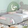 Twin Size Upholstered Daybed with Carton Ears Shaped Headboard, Grey