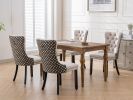 Classic Velvet Dining Chairs, High-end Tufted Solid Wood Contemporary Velvet Upholstered Dining Chair with Wood Legs Nailhead, SET OF 2,Beige and Patt