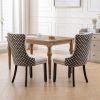 Classic Velvet Dining Chairs, High-end Tufted Solid Wood Contemporary Velvet Upholstered Dining Chair with Wood Legs Nailhead, SET OF 2,Beige and Patt