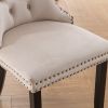 Classic Velvet Dining Chairs, High-end Tufted Solid Wood Contemporary Velvet Upholstered Dining Chair with Wood Legs Nailhead, SET OF 2,Beige and Patt