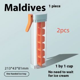 Ice Cube Mold Household Ice Maker Food Grade Press Ice Tray Ice Cube Maker Ice Tray Mold With Storage Box Kitchen Gadget (Option: Maldives Color-2PCS)