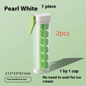 Ice Cube Mold Household Ice Maker Food Grade Press Ice Tray Ice Cube Maker Ice Tray Mold With Storage Box Kitchen Gadget (Option: Pearl White-2PCS)