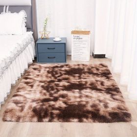 1pc, Tie-Dyed Plush Shag Furry Area Rug for Bedroom, Living Room, Nursery, and Kids Room - Ultra Soft and Fluffy, Washable, Non-Shedding, and Perfect (Color: Tie-dye Brown, size: 35.4*59.1 inch)