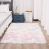 1pc, Tie-Dyed Plush Shag Furry Area Rug for Bedroom, Living Room, Nursery, and Kids Room - Ultra Soft and Fluffy, Washable, Non-Shedding, and Perfect