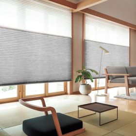 WELLSOURCE Manual Cordless Day and Night Cellular Shades Non Blackout Light Filtering Honeycomb Fabric for Home, Office, Hotel, Club, Restaurant Custo (Color: Gray, size: CONTACT US)