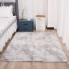 1pc, Tie-Dyed Plush Shag Furry Area Rug for Bedroom, Living Room, Nursery, and Kids Room - Ultra Soft and Fluffy, Washable, Non-Shedding, and Perfect