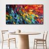 Handmade Oil Painting Original Colorful Feathers Oil Painting On Canvas Large Wall Art Abstract Colorful Painting Custom Painting Living room Home Wal